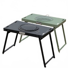 MountainHiker draagbare barbecue grill tafel van koolstofstaal - outdoor kamperen inklapbare kookplaat en picknick charcoal barbecue tafel