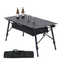 Lichtgewicht aluminium legering vouwbare kampeer tafel - draagbaar, in hoogte verstelbaar, driefasen picknick- en laadtafel