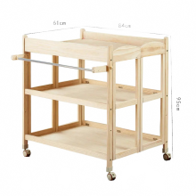 Draagbare wieg met dennenhout voor baby verschoningstafel met wielen en vouwbare luiertafel voor thuis, hotels en kinderdagverblijven