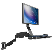 Adjustable Sit-Stand Wall Mount Gas Spring Monitor & Keyboard Tray Holder - Supports 2-10kgs