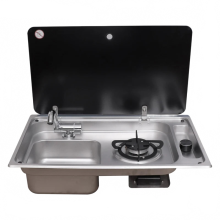 Universal Stainless Steel Pull-Type Gas Stove & Sink Combo for Camper Vans, RVs, Boats, and Outdoor Adventures