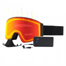 Elektroheizbare Schneemobil - und Skibrille mit Batteriebetrieb