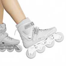 Premium volwassenen witte rolschaatsen voor beginners - enkele rij, vier wielen, inclusief beschermingsuitrusting voor mannen en vrouwen