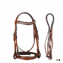 Cavassion Premium Dressuurwedstrijd Paardenbit met Lederen Teugels