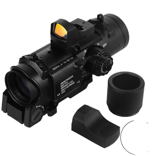 Precision 4x Fixed Dual Purpose Rifle Scope with Integrated Mini Red ...
