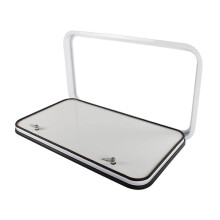 Durable 800x450mm RV Luggage Door with Lock - White Frame, Aluminum Alloy, Rounded Corner Storage Hatch for Camper Trailers