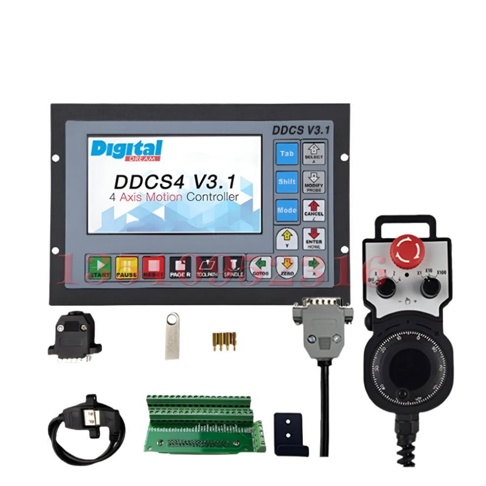 Ddcsv3.1 Cnc Motion Control Controller - 3 & 4 Axis Offline System With Emergency Stop Handwheel - Mach3 Replacement 313096167138