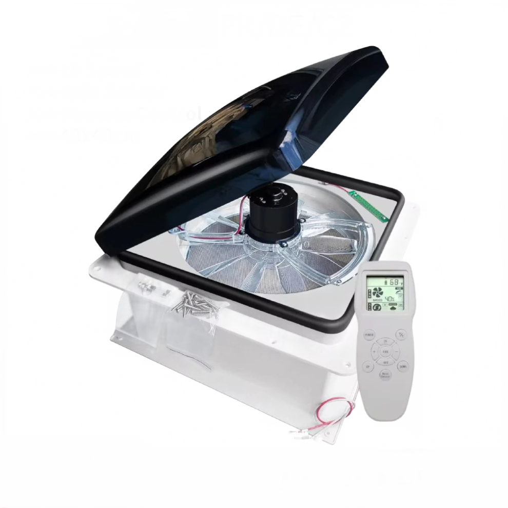 40X40cm 3-Speed Rv Ventilation Fan With Rain Sensor & Remote Control - 12V Skylight For Campervans & Caravans 726084910034