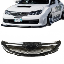 Real Carbon Fiber Racing Grill for Subaru Impreza WRX STI Hatchback (2008-2011) - Sleek Front Grille Upper Bumper Hood Mesh