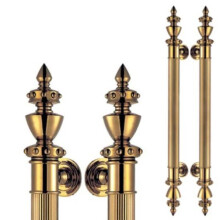 Elegante europäische Türgriffe aus Antikmessing, Glas - und Holzelemente, Goldfinish, 800 mm Länge