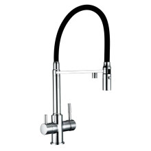 Tri - Flow Küchenmischer mit 3 - Wege - Armatur: Messing Chrom Drehgelenk, Sprühschlauch & Wasseraufbereitung