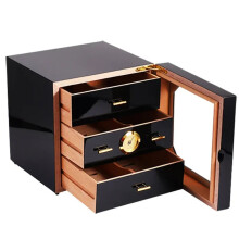 Luxe Cederhouten Cigar Humidor Kast met Hygrometer, Vochtverhoger en Verwijderbare Lade-indelingen voor 50-70 Sigaren