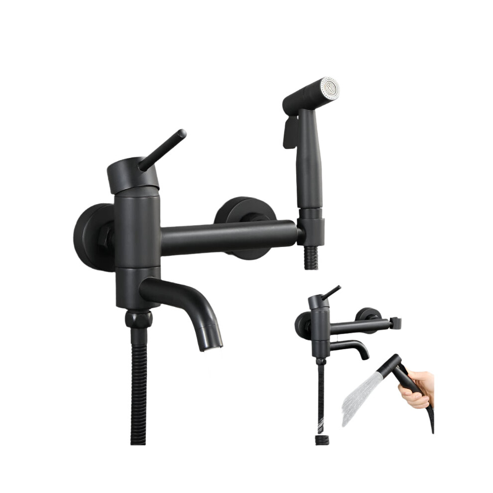 Awolf Black Wall-Mounted Handheld Bidet Sprayer Set With Hot & Cold Faucet - Ap2126 Hygienic Bathroom Shattaf Shower 711181122060