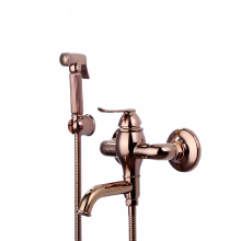 Rose Gold Handheld Bidet Sprayer with Hot & Cold Mixer Valve - Solid Brass Douche Kit for Toilet Shattaf & Shower (Model AP2195)