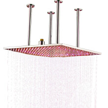 24 - Zoll schwarzer Edelstahl - LED - Duschkopf mit Regenbrause - Deckenmontiertes Badezimmerzubehör (60x60 cm)