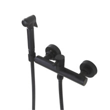 Elegant Matte Black Handheld Bidet Spray Set with Hot & Cold Mixer Valve and Hose for Modern Bathrooms