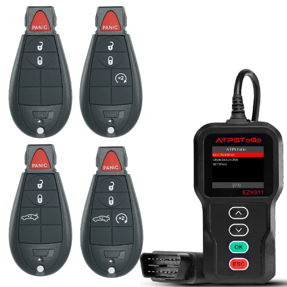 Replacement Remote Key Fob & Programmer For 2009-2013 Dodge Charger, Challenger, Durango & Chrysler 300 - Easy Programming Key Fob Solution 726084119468