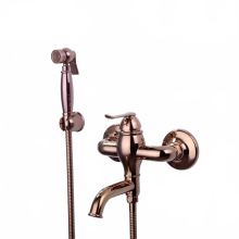 Elegant Rose Gold Handheld Bidet Sprayer with Solid Brass Mixer Valve for Hot & Cold Water - Polished Finish (Model AP2194)