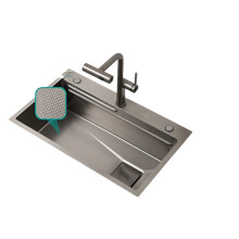 Premium SUS304 Edelstahl 3D Reiskorn Küchenspüle - Prägemuster Gemüsewaschbecken mit Titan - Finish, Große Einzelspüle