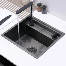 Elegante handgefertigte Küchenspüle aus Edelstahl 304 mit verdecktem Doppelcover und Hebelarmatur