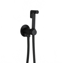 Matte Black Bidet Set with Hot & Cold Shattaf Mixer and PVC Hose - Hygienic Bathroom Faucet