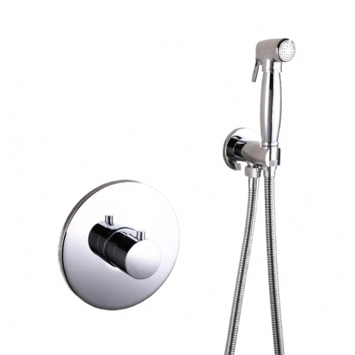 Solid Brass Wall-Mounted Bidet Sprayer Kit - Chrome-Plated Handheld Shattaf for Bathroom Toilets