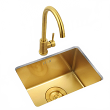 Luxuriöse Gold - Nanometer 304 Edelstahl - Unterbaumontage Küchenspüle - Einzelbecken - Design für moderne Küchen