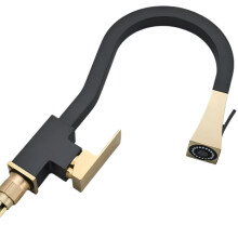 Black Gold Gourmet Kitchen Faucet with Flexible Pull-Down Sprayer - Extendable & Removable Mixer Tap for Kitchen Sinks