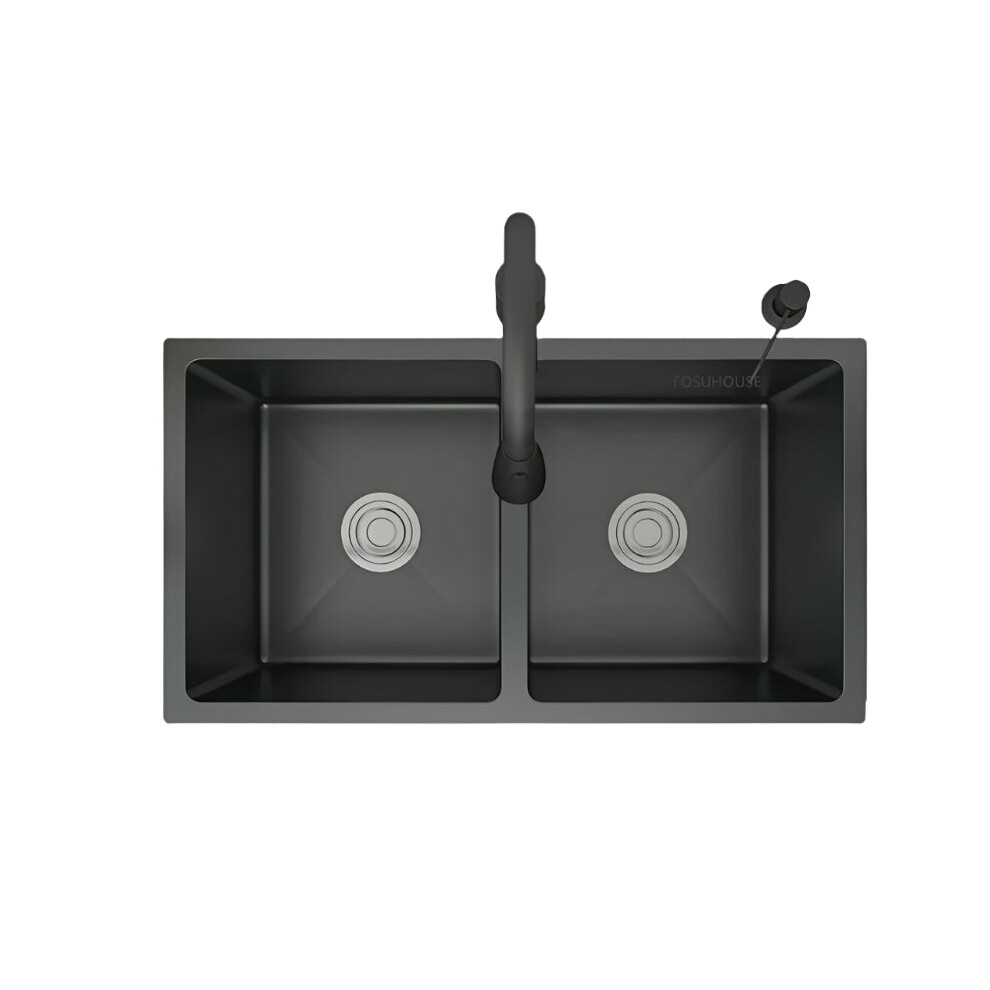 Sleek Black Nano Double Slot 304 Stainless Steel Undermount Kitchen Sink With High Capacity 7445028889894