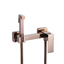 Elegant Rose Gold Handheld Bidet Sprayer with Square Design - Solid Brass, Hot & Cold Douche Kit (AP2272)