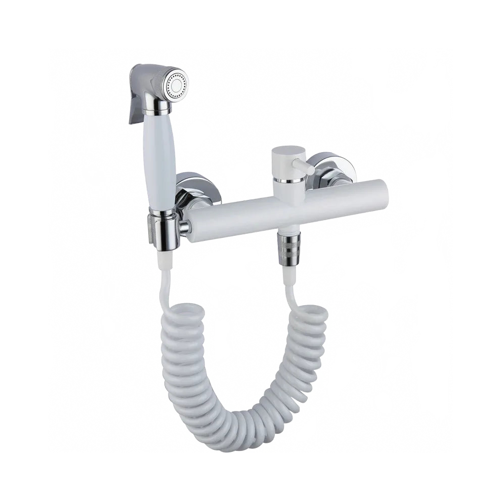 Elegant Brass Bidet Faucet With Hot & Cold Single Handle - White Bathroom Hardware For Toilet & Shower With Spray Gun Nozzle 7445028712796