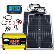 Hochleistungs - Solarmodul - Set 4000 W mit Mehrspannungs - Wechselrichter für Zuhause & Outdoor - Camping