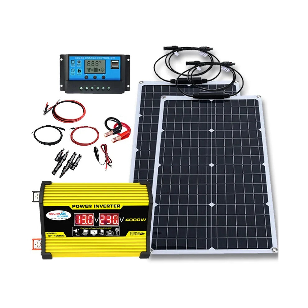 High-Efficiency 4000W Solar Panel Kit With Multi-Voltage Power Inverter For Home & Outdoor Camping 313096149141