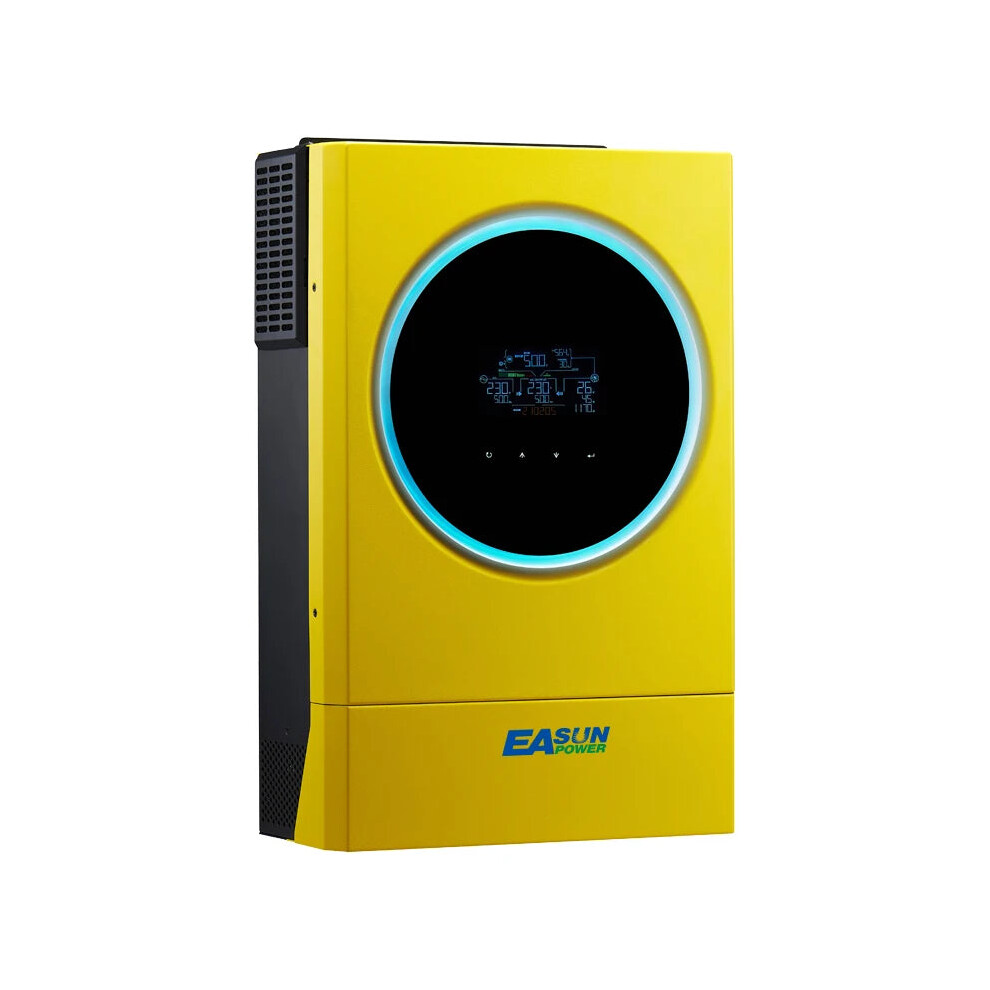 Easun Power 5.6Kw Hybrid Solar Inverter With 120A Mppt Charger, 6000W Pv Input, 450Vdc, Led Ring Lights, And Touchable Button - 230Vac 313107243240