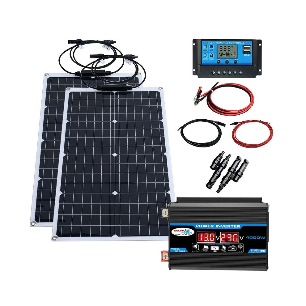 High-Power 4000W Solar Energy System With 2000W Inverter & Glass Solar Panels - I For Home, Outdoor, Camping, And Rv Use 313040284225