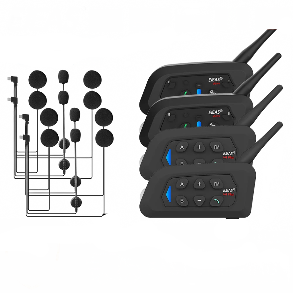 Ejeas V6 Pro X2 & V4 Plus X2 Motorcycle Intercom Helmet - Full Duplex Bluetooth 5.1 Headset For 4 Riders Simultaneous Communication 7445007387380
