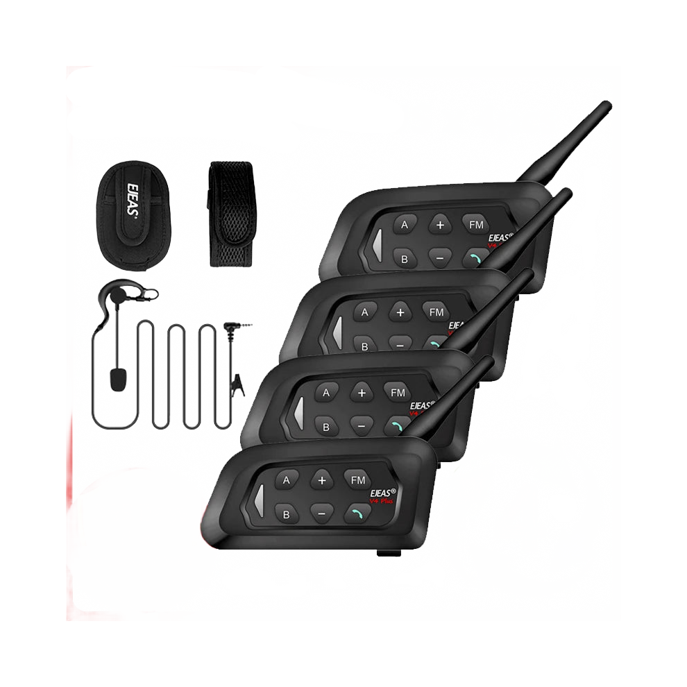 Ejeas V4c Plus Referee Intercom Headset - 4 Pack, 1500M Range, Full Duplex Bluetooth For Football Coaches And Conferences 313027421469