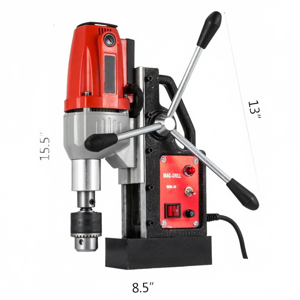 Brm35 50Mm Magnetic Drill Press - 980W Rocker Lever Electric Bench Drilling Rig For Engineering & Steel Structures 744759624123