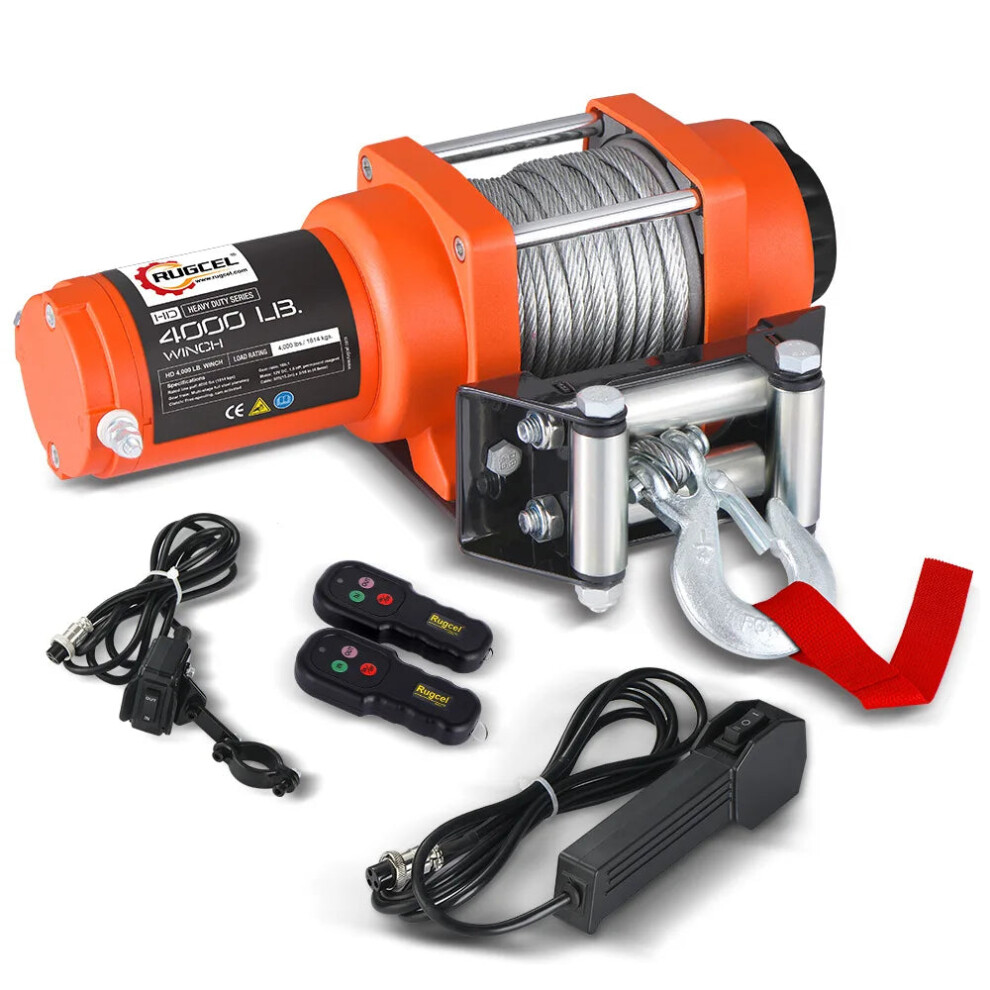 Heavy-Duty 4000 Lbs Atv/Utv Electric Winch With Dual 12V/24V Power And Durable Wire & Nylon Rope 7445044323365