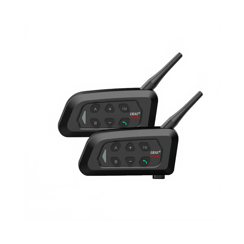 Ejeas 2Pcs Type-C V4 Plus Bluetooth Intercom Helmet Headset For 4 Riders Simultaneous Communication 313091592553