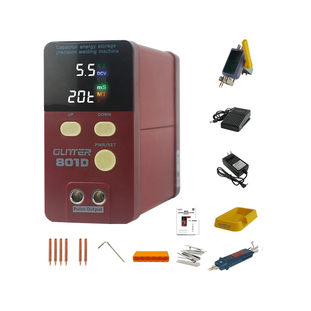 High-Power 801D Spot Welding Machine - 12Kw Battery Welder For 0.3Mm Pure Nickel & 0.05-0.4Mm Welding, 1800A Capacity 313099823833