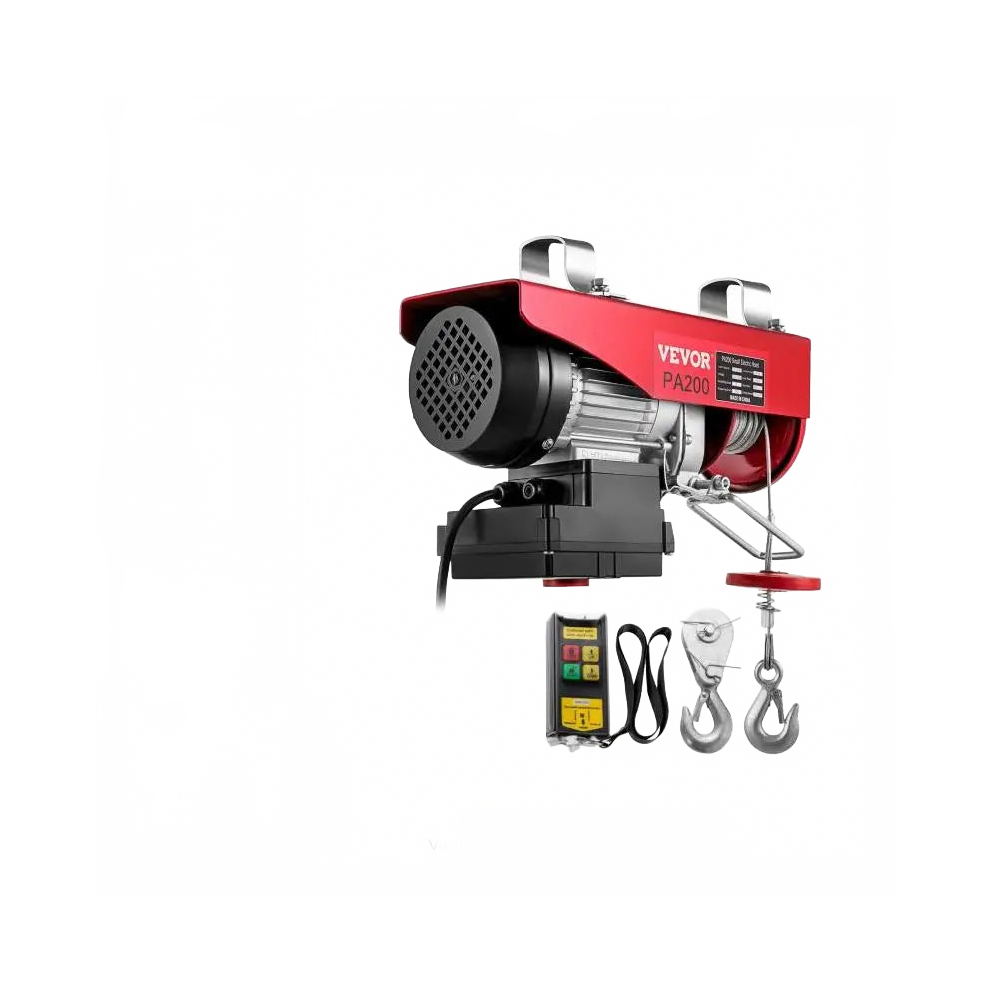 Heavy-Duty Electric Hoist Winch - 440/880/1320 Lbs Capacity With Wireless Remote & Emergency Stop, Steel Wire Cable Crane 744110270013