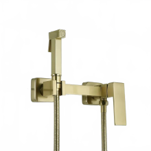 Premium gebürstetes Gold Wandmontiertes All - Messing Bidet - Spray - Set mit Handbrause - Komplettes Warm - und Kalt - Sprühgerät