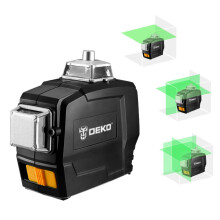 DEKO DKLL12PB 12-Line 3D Laser Level - Automatic Self-Leveling, 360 Vertical & Horizontal, Indoor/Outdoor Use