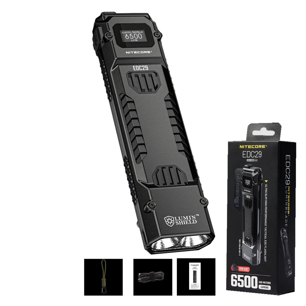 Nitecore Edc29 Ultra Slim High-Performance Flashlight - 6500 Lumens, 400M Beam Distance, Built-In 2500Mah Li-Ion Battery 313043185192