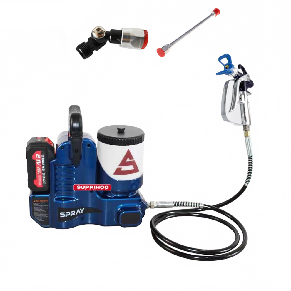 Suprihoo Adjustable Lithium Airless Spray Machine For Furniture & Exterior Walls - Compatible With Latex Paint 313037143139