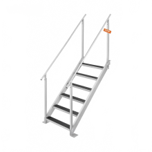 Verstellbare Aluminium - Dockleiter mit Doppelhandläufen und Gummimatte - 76 - 99 cm für See - , Marine - und Poolgebrauch