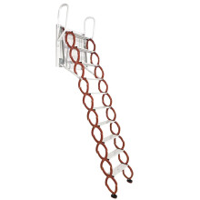 Intbuying Wall-Mounted Folding Loft Ladder - Space-Saving Attic Access in Vibrant Orange