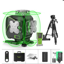 Huepar 4D Cross Line Laser Level with Bluetooth Remote & Green Beam - 16 Lines, Includes Hard Case