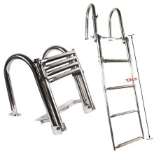 Premium 4 - Schritte Marine Boot Klappleiter - Vergrößertes 316 Edelstahl Teleskop Schwimmplattform Zubehör für Yachten